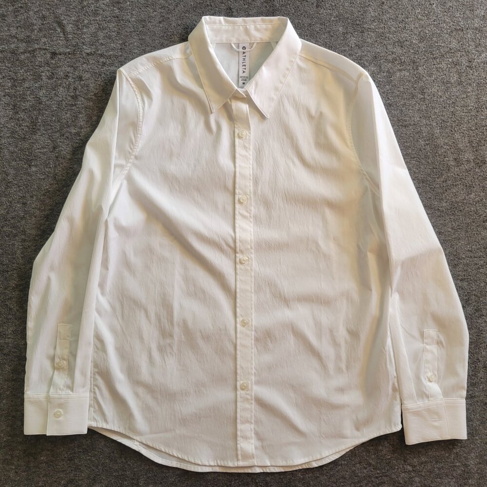 Athleta White Long Sleeve Button Down M Casual Spring Summer Layer